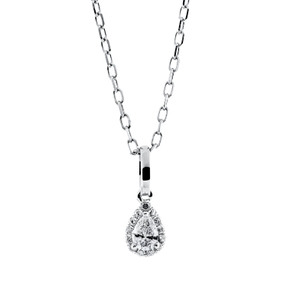 Collier Tropfen aus 750 Gold Weißgold 14 Diamanten 0,14ct L:45,7cm