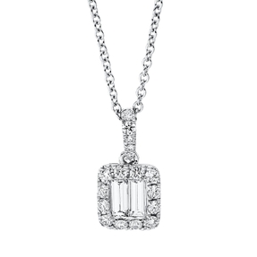 Collier aus 750 Gold Weißgold 19 Diamanten 0,49ct TW-SI L:45cm