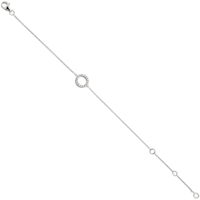 Armband mit Anhänger Kreis weiße Zirkonia 925 Silber Länge variabel bis 18,5cm