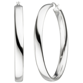 Ohrringe Creolen 50,4mm rund Ohrschmuck 925 Silber schlicht glänzend rhodiniert Ohrringe Creolen 50,4mm rund Ohrschmuck 925 Silber schlicht glänzend rhodiniert