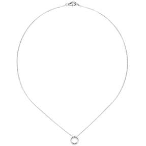 Collier Ankerkette mit Anhänger Kreis mit Zirkonia weiß schlicht 925 Silber 43cm