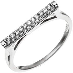 Ring mit Stab Stäbchen weiße Zirkonia 925 Silber rhodiniert Fingerschmuck Damen