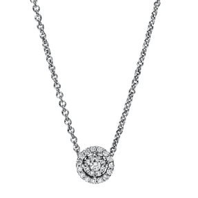Collier aus 585 Gold Weißgold 24 Brillanten 0,12ct TW-SI L:45cm 4er-Krappe