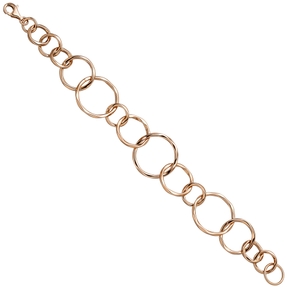 Armband Armkette aus unterschiedlichen Ringen 925 Silber Rotgold vergoldet 19cm