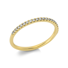Halb-Memoire Ring schmal aus 585 Gelbgold 23 Diamanten 0,64ct TW-SI B:1,7mm