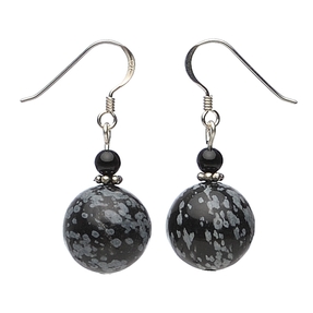 Ohrringe Ohrhänger aus Obsidian & Onyx 925 Silber schwarz grau Ohrschmuck