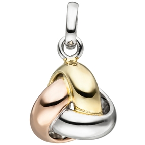 Anhänger 3er Knoten 925 Silber Gelbgold Rotgold vergoldet dreifarbig tricolor