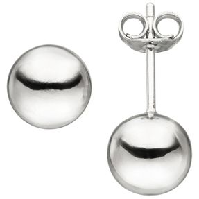 Ohrstecker Ohrringe Kugel 8mm Kügelchen glänzend 925 Silber rhodiniert