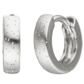 Kleine Ohrringe Creolen Ø9,9mm Ohrschmuck mattiert glitzernd 925 Silber