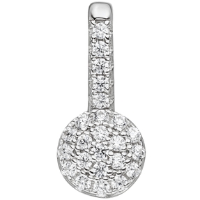 Anhänger mit vielen weißen Zirkonia 925 Silber rhodiniert Halsschmuck 13,6x6,1mm