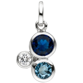 Anhänger mit 3 Zirkonia blau weiß hellblau in Dreieckform 925 Silber rhodiniert
