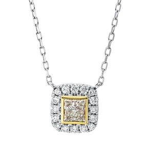 Collier aus 750 Gold gelb/weiß 17 Diamanten 0,58ct TW-SI L:45,7cm