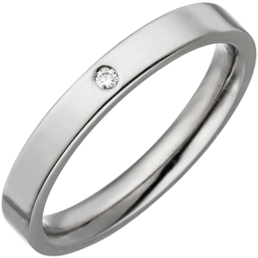 Ring schmaler Partnerring aus Titan mit Diamant Brillant flach schlicht Ring schmaler Partnerring aus Titan mit Diamant Brillant flach schlicht