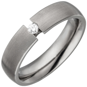Partner-Ring Fingerring aus Titan mit Diamant Brillant 0,05ct. Titanring matt Partner-Ring Fingerring aus Titan mit Diamant Brillant 0,05ct. Titanring matt