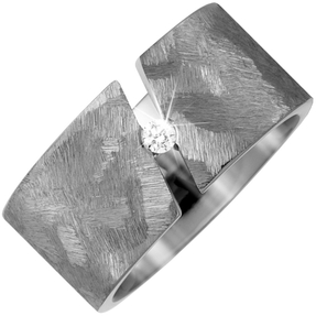 Breiter Partner-Ring Fingerring aus Titan gebürstet mit Brillant 0,05ct W/SI Breiter Partner-Ring Fingerring aus Titan gebürstet mit Brillant 0,05ct W/SI