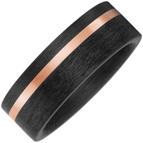 Breiter Partner-Ring Fingerring aus Carbon mit 585 Gold Rotgold matt bicolor 8mm Breiter Partner-Ring Fingerring aus Carbon mit 585 Gold Rotgold matt bicolor 8mm