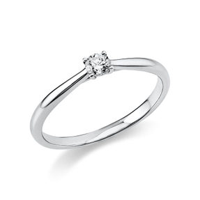 Solitaire Ring aus 585 Gold Weißgold Brillant 0,15ct TW-SI B:1,6mm 4er-Krappe