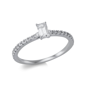 Ring aus 750 Gold Weißgold 23 Diamanten 0,53ct TW-SI B:5,3mm 4er-Krappe