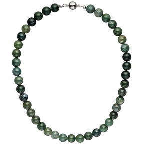 Kette Collier Halskette Kugelkette aus Moosachat Halsschmuck Edelsteinkette 45cm