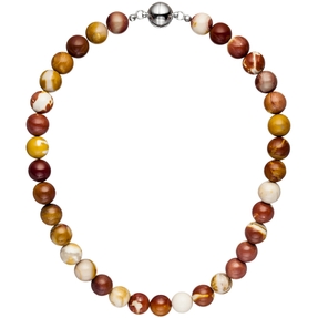 Kette Collier Halskette Kugelkette Mookait 12mm multicolor Edelsteinkette 45cm