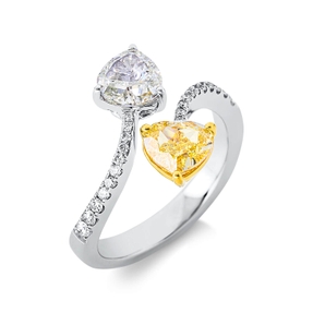 Ring Herz aus 750 Gold gelb/weiß 24 Diamanten 2,2ct B:12,8mm