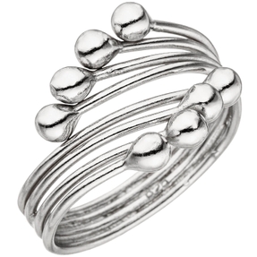 Ring Damenring Silberring 4-reihig mit Tropfen am Enden, 925 Sterling Silber