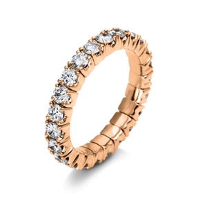 Flex-Ring aus 750 Rotgold rhodiniert 23 Brillanten 1,78ct TW-SI B:3,5mm 4er-Krappe Flex-Ring aus 750 Rotgold rhodiniert 23 Brillanten 1,78ct TW-SI B:3,5mm 4er-Krappe