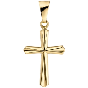 Anhänger Kreuzanhänger Goldkreuz, Kreuz mit Streifen, 375 Gold Gelbgold