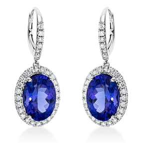 Ohrschmuck aus 750 Weißgold 2 Tansanite 11,63ct blau 60 Brillanten 0,97ct TW-SI Ohrschmuck aus 750 Weißgold 2 Tansanite 11,63ct blau 60 Brillanten 0,97ct TW-SI