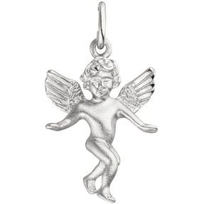 Anhänger Engel Engelchen aus 925 Sterlingsilber, rhodiniert und teilmattiert