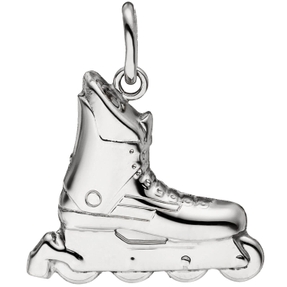 Anhänger Inline-Skate Schuh aus 925 Sterlingsilber, rhodiniert teilmattiert