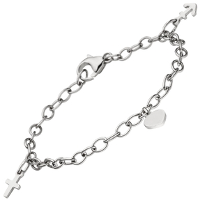 3,5mm Armband Armkette Glaube, Liebe, Hoffnung aus 925 Silber, rhodiniert, 16cm