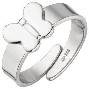 Ring Kinderring Schmetterling offene Ringschiene aus 925 Silber, rhodiniert