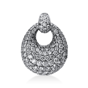Pavé Anhänger Oval aus 750 Weißgold 146 Brillanten 1,9ct TW-VSI 22,2x16,2mm