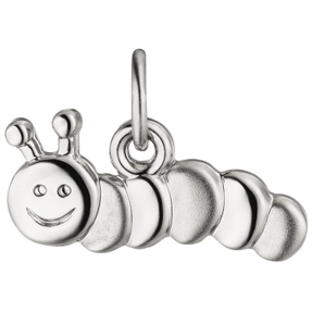 Anhänger Halsschmuck für Kinder Raupe aus 925 Sterlingsilber rhodiniert teilmatt