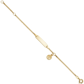 Armband 1,4mm Panzerkette Schildband mit Anhänger Füße 333 Gold Gelbgold, 14cm