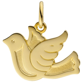 Anhänger Goldanhänger Taube Friedenstaube aus 333 Gold Gelbgold teilmatt Anhänger Goldanhänger Taube Friedenstaube aus 333 Gold Gelbgold teilmatt