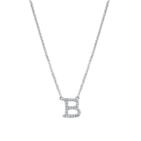 Collier Buchstabe B aus 750 Weißgold 25 Brillanten 0,11ct TW-SI L:43,2cm