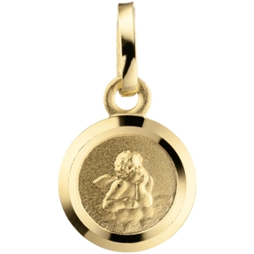Kleiner Anhänger Schutzengel auf Rückseite Gott schütze Dich 333 Gold, teilmatt