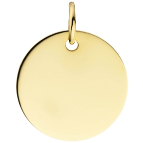 Anhänger Gravur Gravurplatte Goldanhänger 14mm Kreis aus 585 Gold Gelbgold