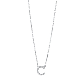 Collier Buchstabe C aus 750 Weißgold 16 Brillanten 0,06ct TW-SI L:43,2cm