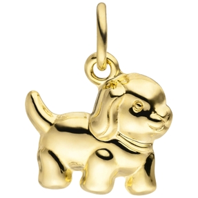 Anhänger für Kinder Halsschmuck Goldanhänger Hund Welpe aus 333 Gold Gelbgold