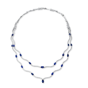 Collier aus 750 Weißgold 18 Saphire 7,92ct blau 234 Brillanten 3,96ct TW-VSI/SI