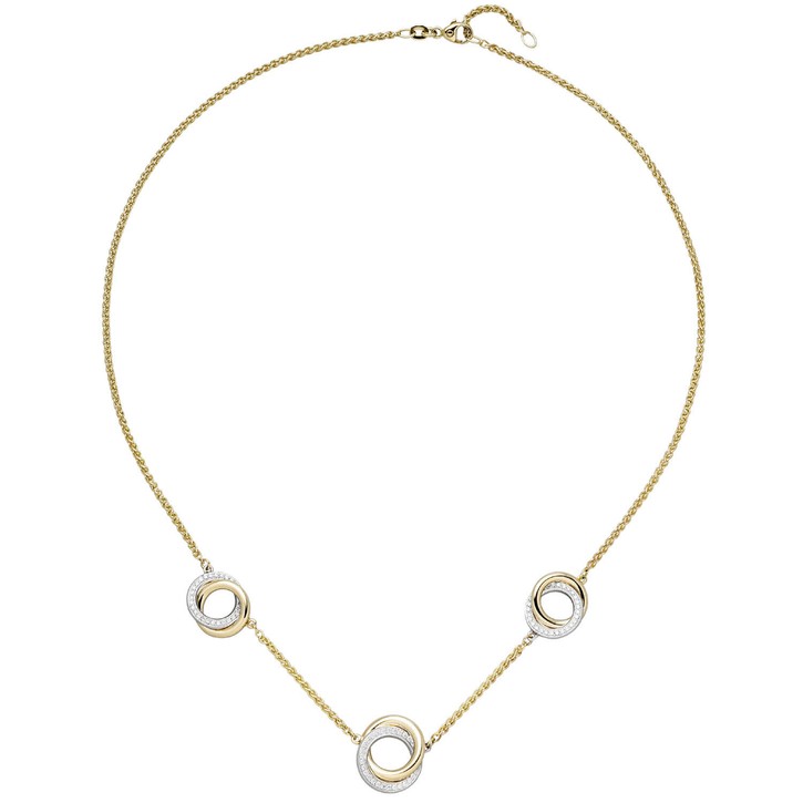 Zopfkette Brillanten 585 Gelbgold Weißgold 45cm