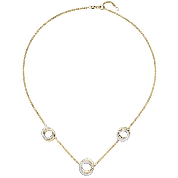 Zopfkette Brillanten 585 Gelbgold Weißgold 45cm