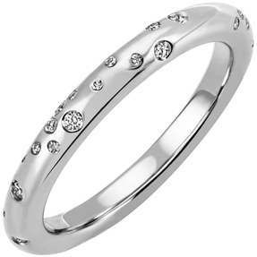 Ring Damenring mit 34 verstreuten Diamanten Brillanten, 585 Gold Weißgold