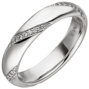 Ring Damenring Fingerschmuck Streife mit 40 Diamant Brillanten 585 Gold Weißgold