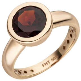 Ring Damenring Granatring mit rotem Granat, facettiert rund, 585 Gold Rotgold Ring Damenring Granatring mit rotem Granat, facettiert rund, 585 Gold Rotgold