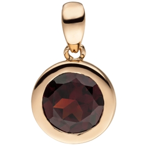 Anhänger Halsschmuck mit rotem Granat, facettiert rund, 585 Gold Rotgold Anhänger Halsschmuck mit rotem Granat, facettiert rund, 585 Gold Rotgold
