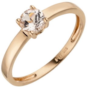 Ring Damenring Solitärring mit Morganit rosa, 585 Gold Rotgold Rosegold Ring Damenring Solitärring mit Morganit rosa, 585 Gold Rotgold Rosegold